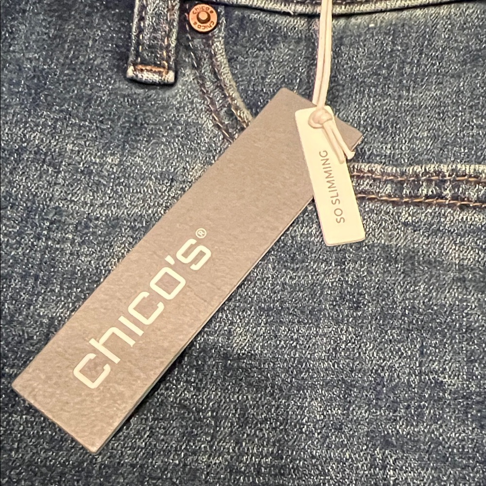 Chico's Dark Blue So Slimming® Girlfriend Flare Jeans - Picture 4 of 4